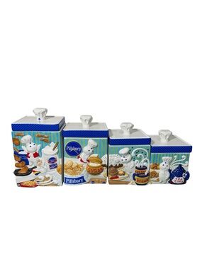 Pillsbury Doughboy Poppin' Fresh 4-Piece Canister Set w/Lids - 2000 Danbury Mint